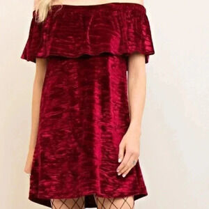 HOLIDAY PARTY Velvet Dress - Burgundy